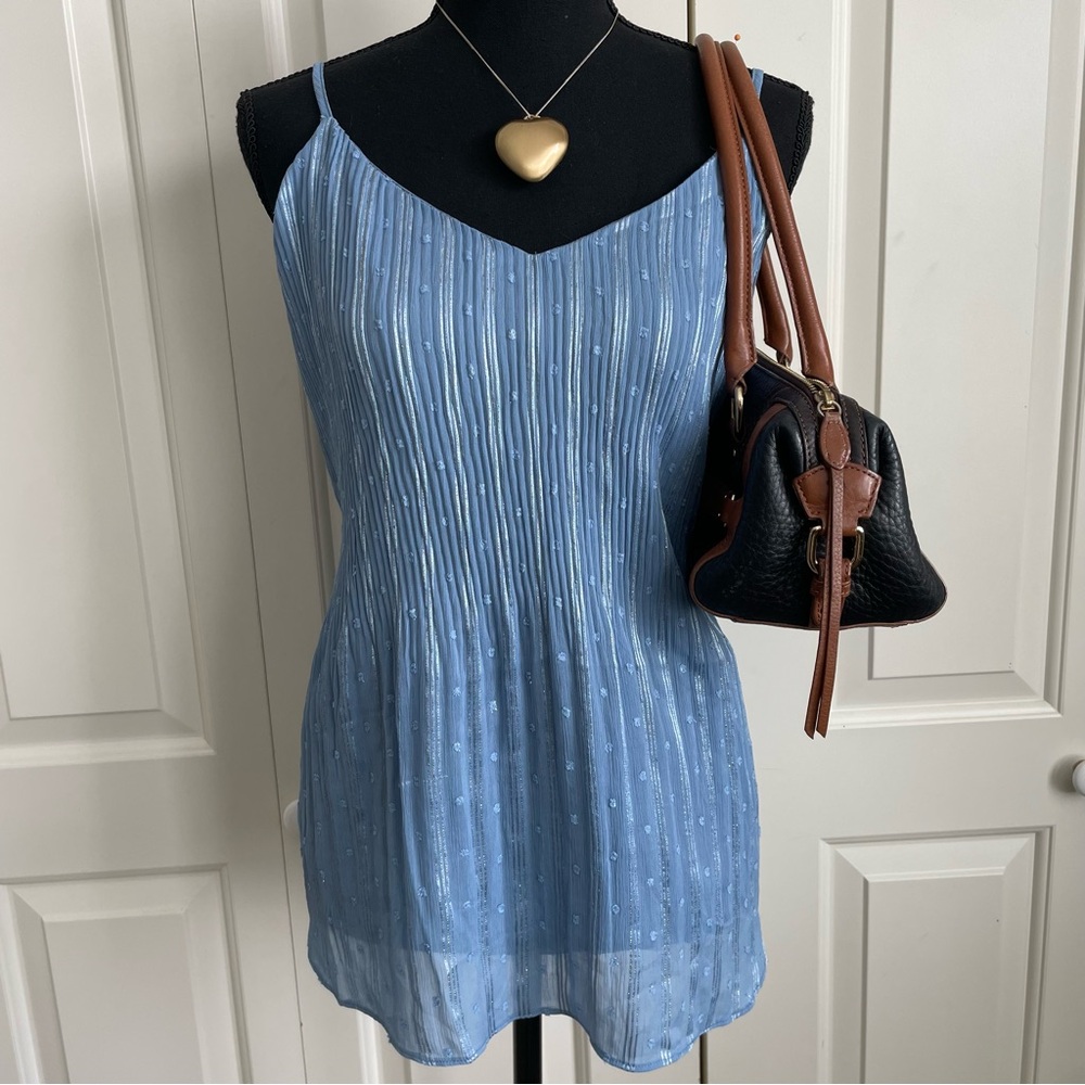 Vintage 90s Light Blue Pleated Whimsy Cami
